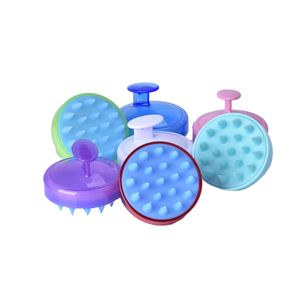 Silicone Hair Shampoo Massage Brush with Plastic Handle