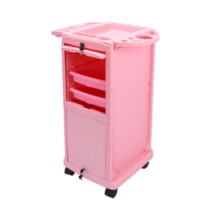 T18 Pink Lockable Salon Trolley Cart with Wheels for Salon Station