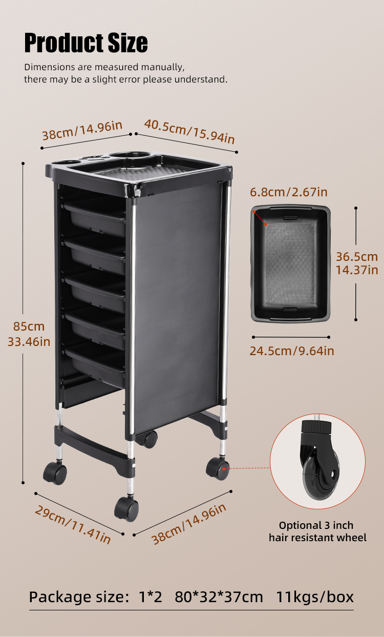 The Hair Salon Trolley is designed to be a versatile and efficient solution for salon professionals. Offering customizable options and a range of features, this trolley helps keep your tools organized and within easy reach, enhancing your workflow and client experience.