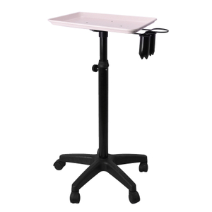 Pink Aluminum Rolling Salon Tray Trolley with Hair Appliance Holder